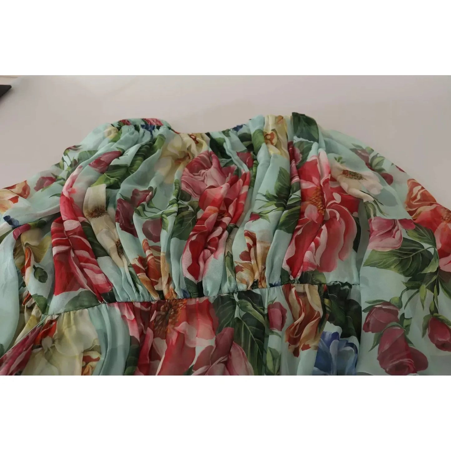 Dolce & Gabbana Multicolor Green Silk Wrap Gown Dress Dolce & Gabbana Dim Gray