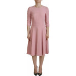 Dolce & Gabbana Pink A-line Flare Viscose 3/4 Sleeves Dress Dolce & Gabbana Rosy Brown