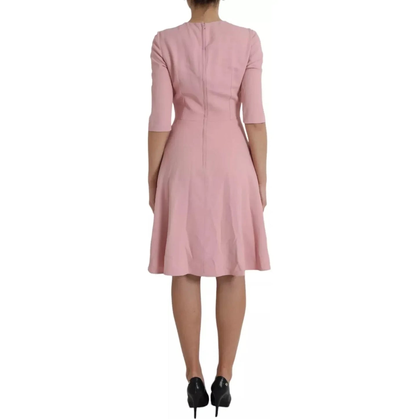 Dolce & Gabbana Pink A-line Flare Viscose Short Sleeves Dress Dolce & Gabbana Rosy Brown