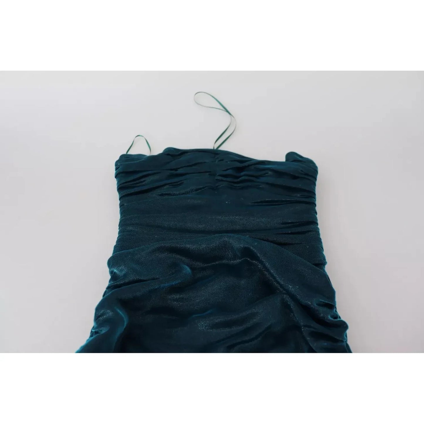 Dolce & Gabbana Silk Blend Blue Satin Fitted Strapless Dress Dolce & Gabbana Light Gray