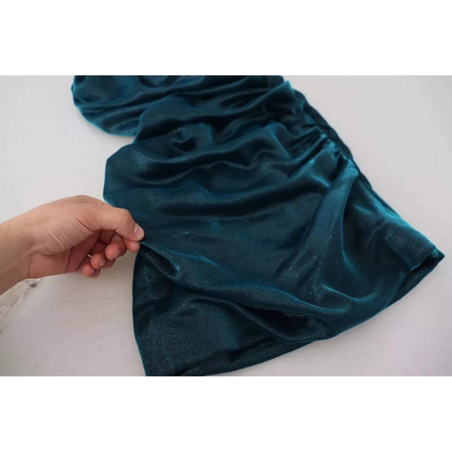 Dolce & Gabbana Silk Blend Blue Satin Fitted Strapless Dress Dolce & Gabbana Gray