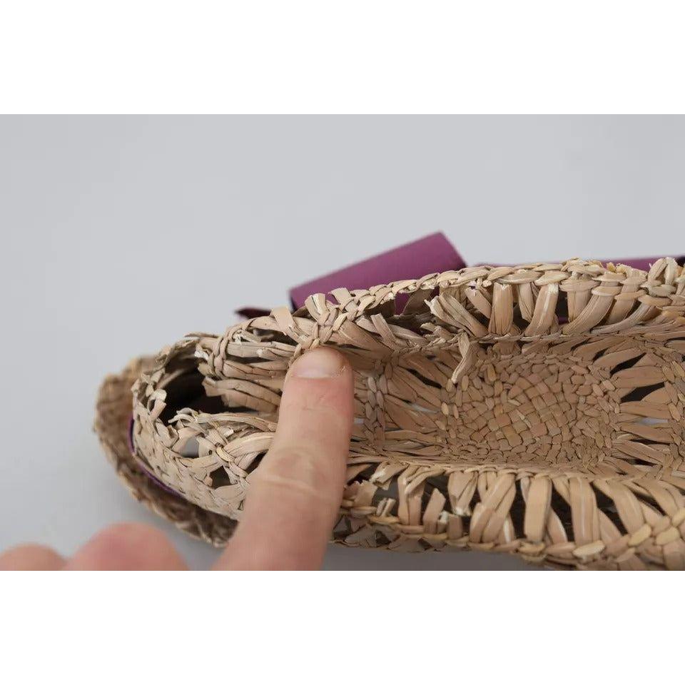 Dolce & Gabbana Brown Ribbon Floral Embellished Straw Hat Dolce & Gabbana Gray
