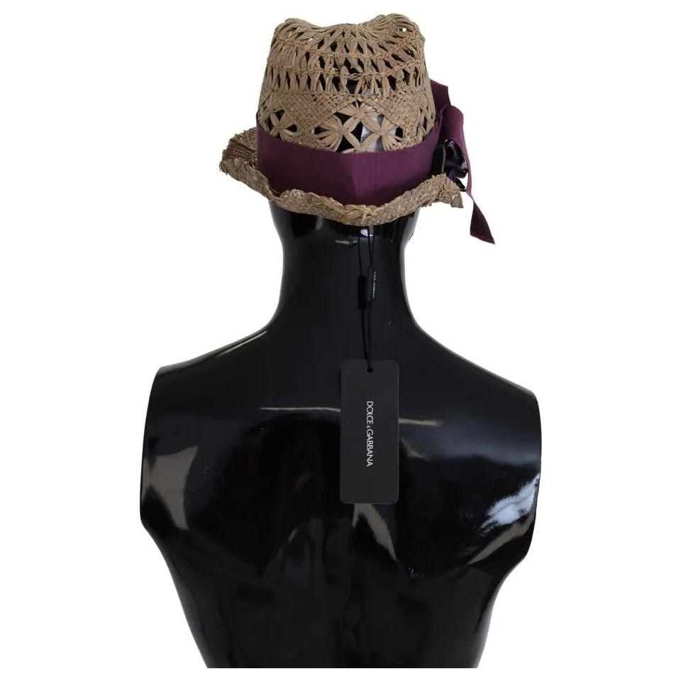 Dolce & Gabbana Brown Ribbon Floral Embellished Straw Hat Dolce & Gabbana Black