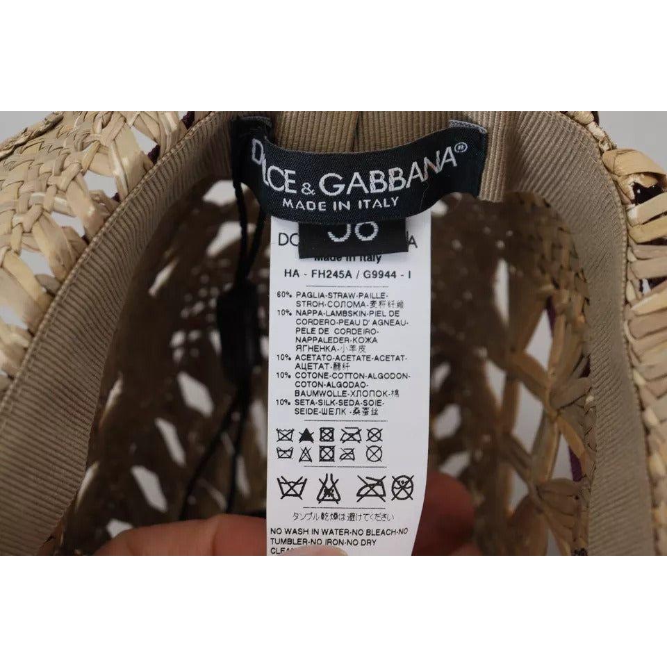 Dolce & Gabbana Brown Ribbon Floral Embellished Straw Hat Dolce & Gabbana Dark Slate Gray