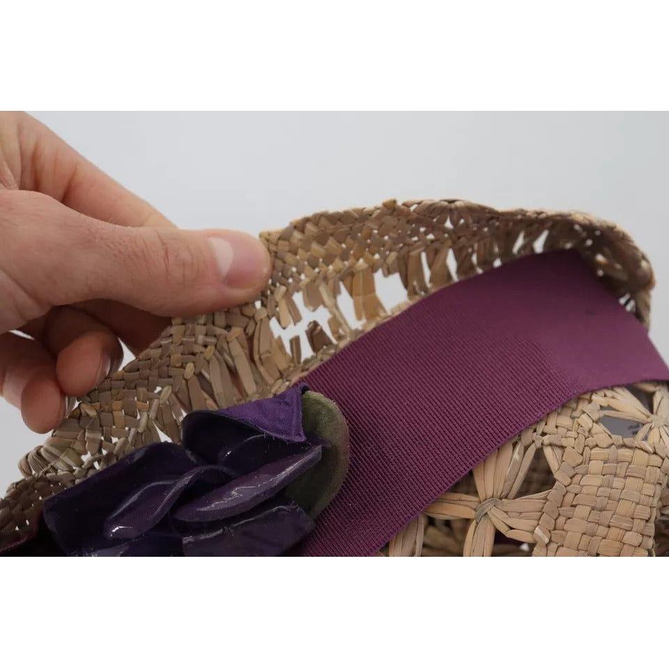 Dolce & Gabbana Brown Ribbon Floral Embellished Straw Hat Dolce & Gabbana Dark Slate Gray