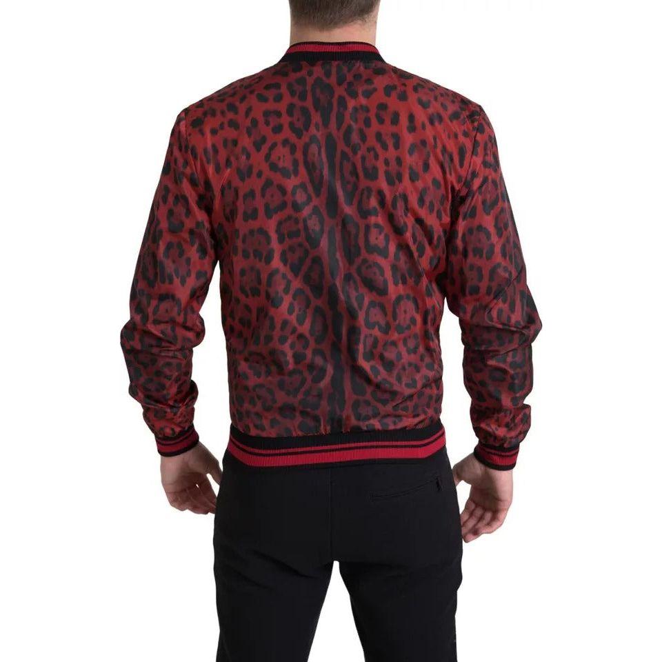 Dolce & Gabbana Red Leopard Bomber Short Coat Jacket Dolce & Gabbana Dark Slate Gray