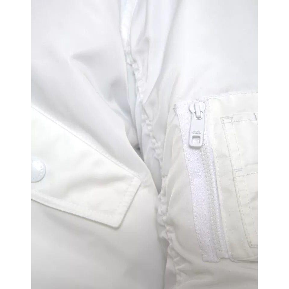 Dolce & Gabbana White Bomber Long Sleeves Full Zip Jacket Dolce & Gabbana Lavender