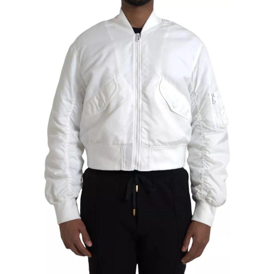 Dolce & Gabbana White Bomber Long Sleeves Full Zip Jacket Dolce & Gabbana Black