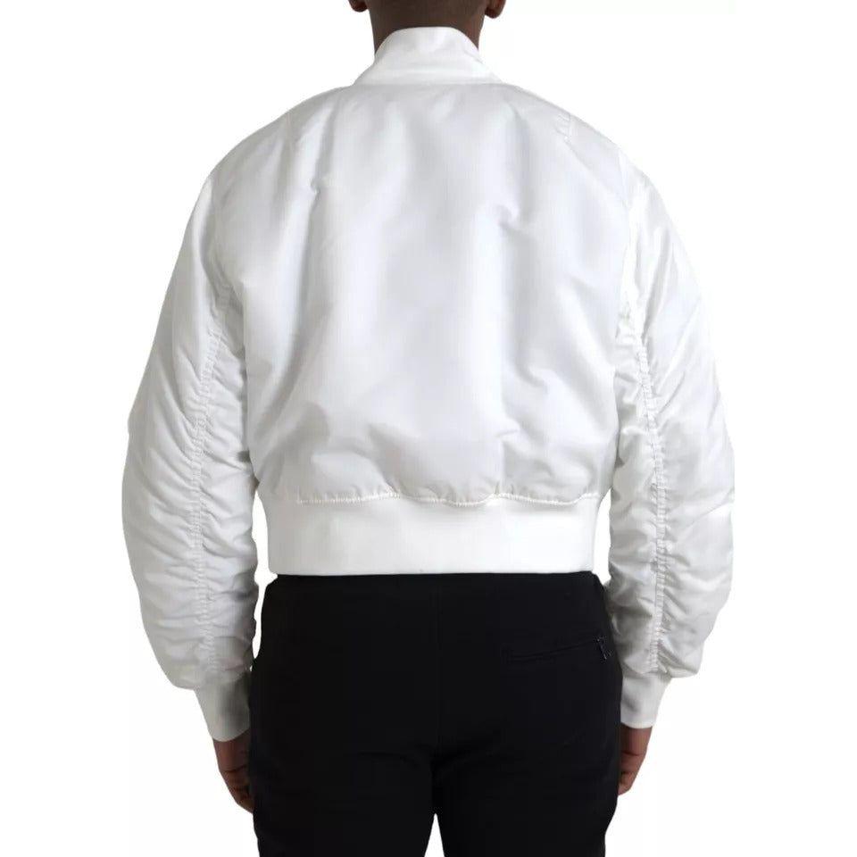Dolce & Gabbana White Bomber Long Sleeves Full Zip Jacket Dolce & Gabbana Black