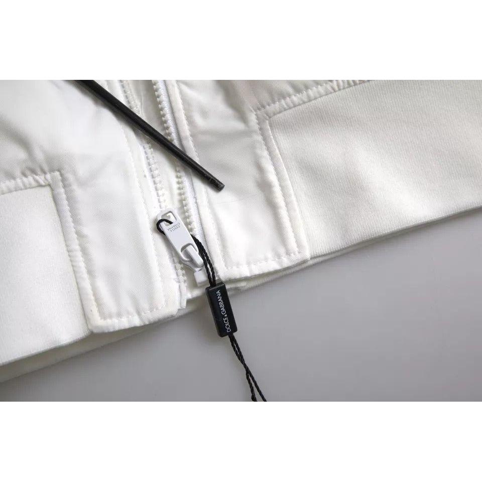 Dolce & Gabbana White Bomber Long Sleeves Full Zip Jacket Dolce & Gabbana Gray