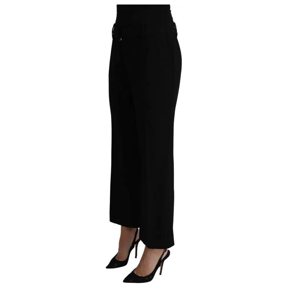 Dolce & Gabbana Black Wool Stretch Cropped Capri Trouser Pants Dolce & Gabbana Black