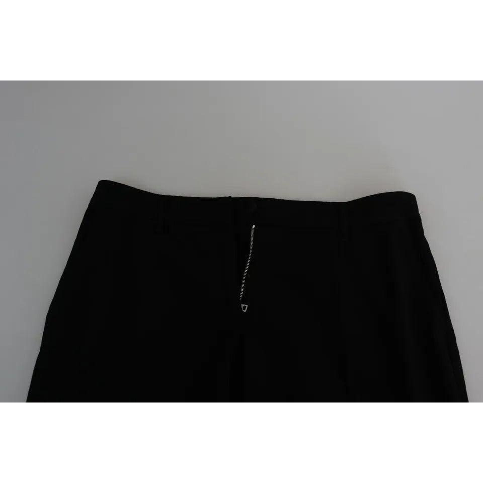 Dolce & Gabbana Black Wool Stretch Cropped Capri Trouser Pants Dolce & Gabbana Dark Gray