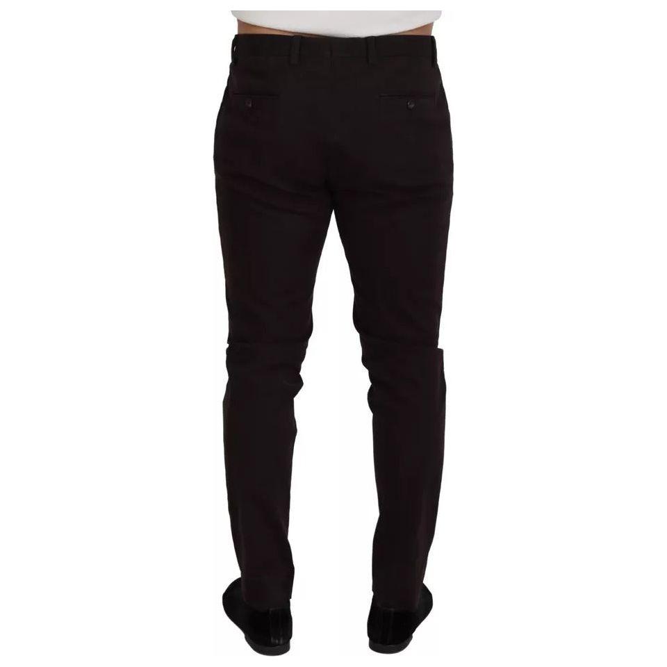Dolce & Gabbana Brown Skinny Men Cotton Stretch Pants Dolce & Gabbana Black