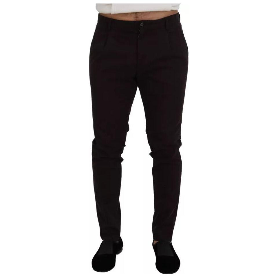 Dolce & Gabbana Brown Skinny Men Cotton Stretch Pants Dolce & Gabbana Black