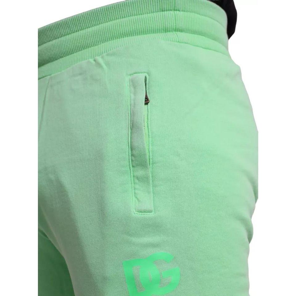 Dolce & Gabbana Neon Green Cotton Stretch Jogger Sweatpants Pants Dolce & Gabbana Dark Sea Green