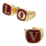 Dolce & Gabbana Gold Brass LOVE Enamel Set of 3 Ring Ring Dolce & Gabbana Saddle Brown