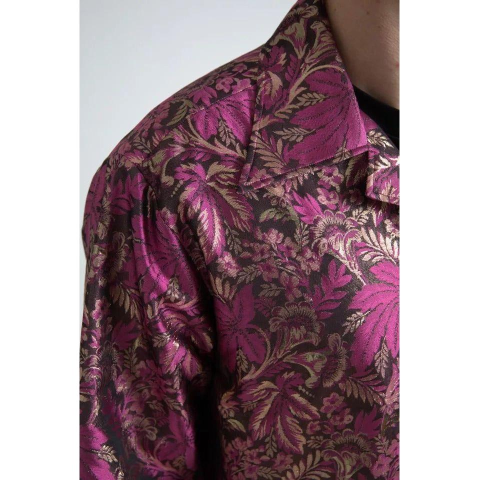Dolce & Gabbana Fuchsia Pink Floral Jacquard Button Down Shirt Dolce & Gabbana Dark Slate Gray