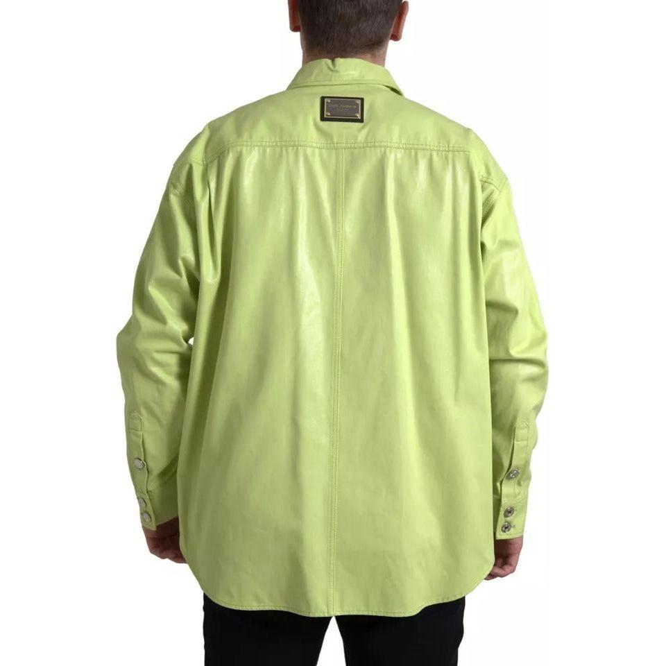 Dolce & Gabbana Green Cotton Collared Casual Button Down Shirt Dolce & Gabbana Dark Khaki