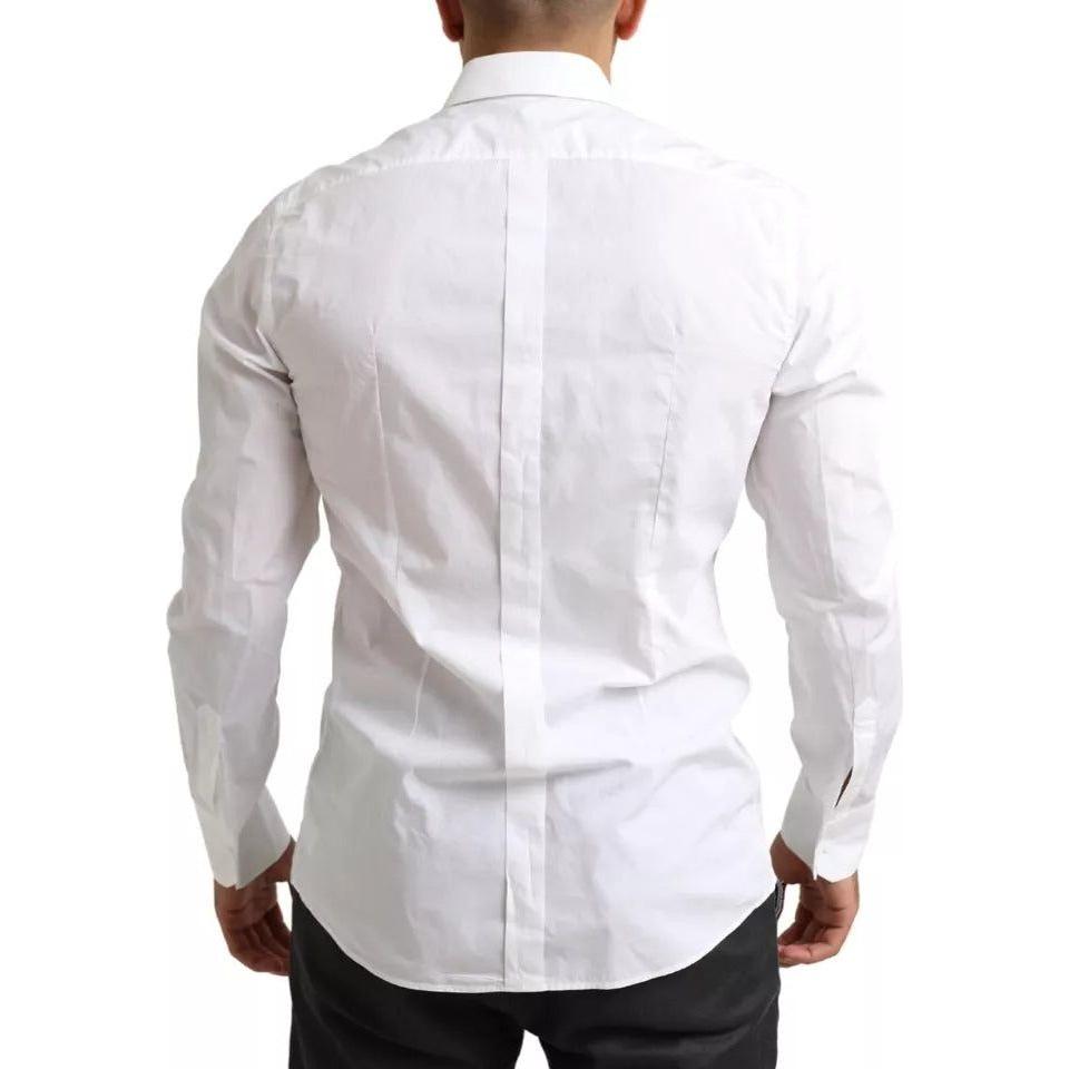 Dolce & Gabbana White GOLD Formal Cotton Tuxedo Dress Shirt Dolce & Gabbana Light Gray