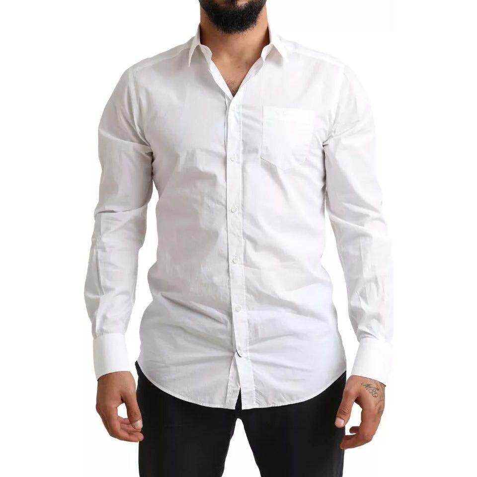 Dolce & Gabbana White GOLD Formal Cotton Tuxedo Dress Shirt Dolce & Gabbana Light Gray