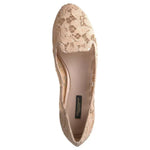 Dolce & Gabbana Beige Floral Lace Loafers Flats Shoes Dolce & Gabbana Rosy Brown