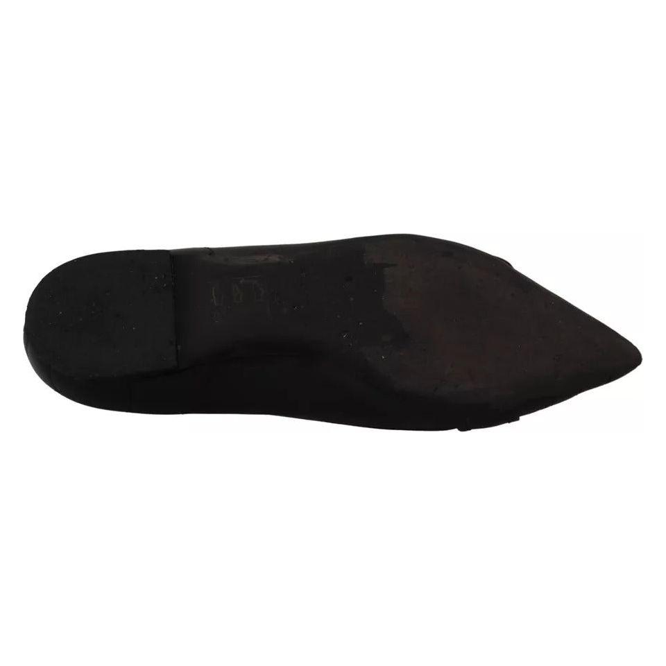 Dolce & Gabbana Black Devotion Leather Pointy Flats Shoes Dolce & Gabbana Black