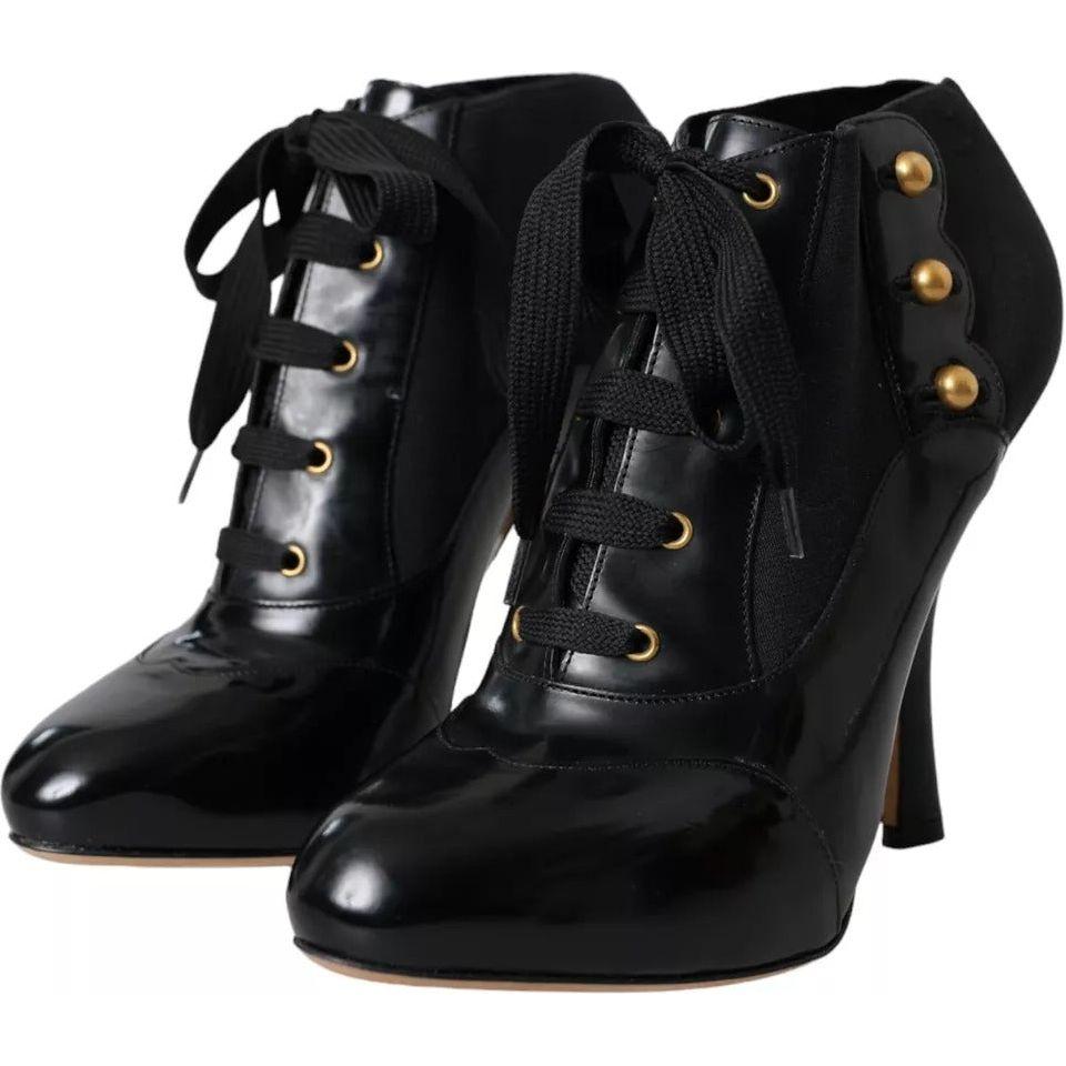 Dolce & Gabbana Black Jersey Stretch Ankle Boots Shoes Dolce & Gabbana Black