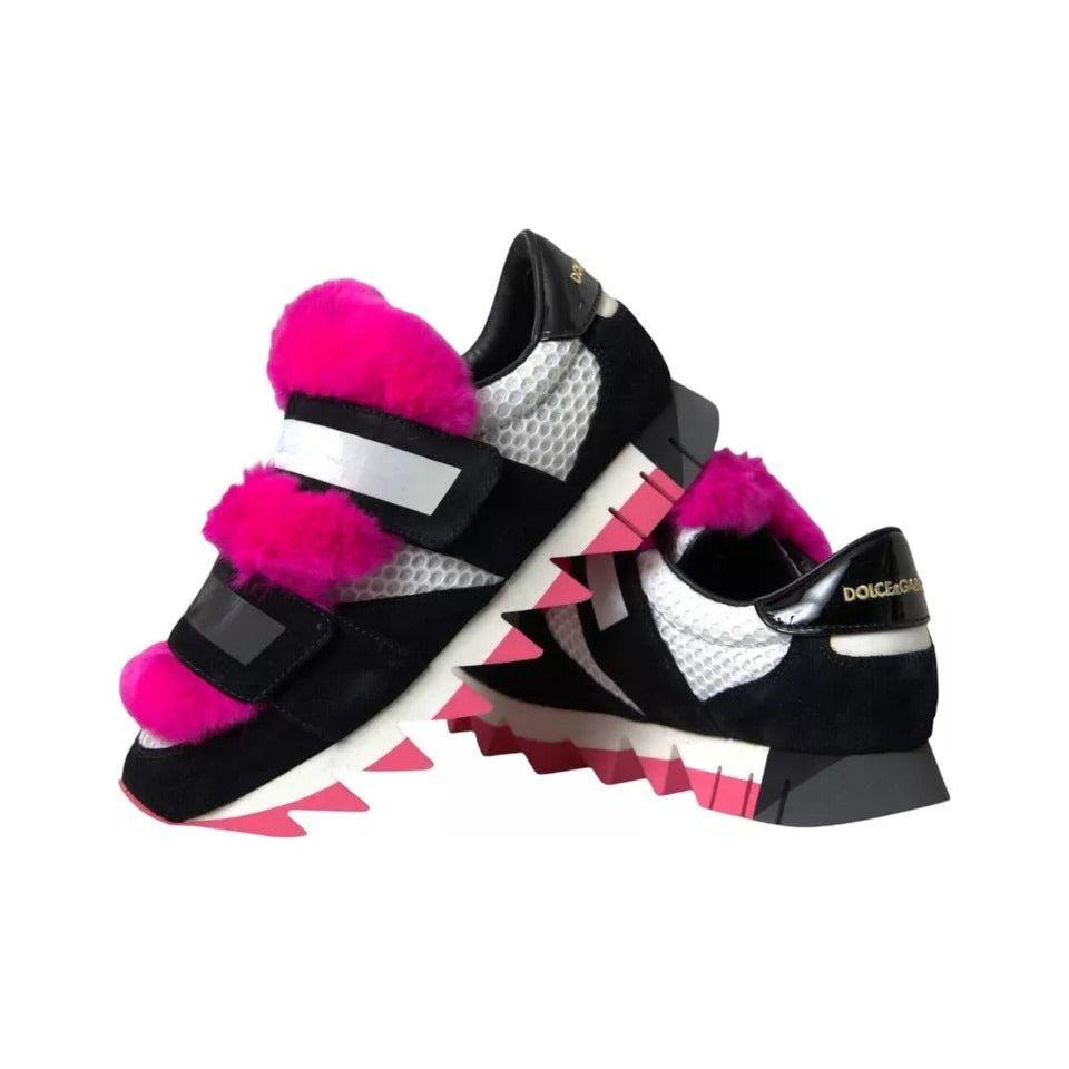 Dolce & Gabbana Black Pink Neoprene Stretch Shark Sneakers Shoes Dolce & Gabbana Dark Slate Gray