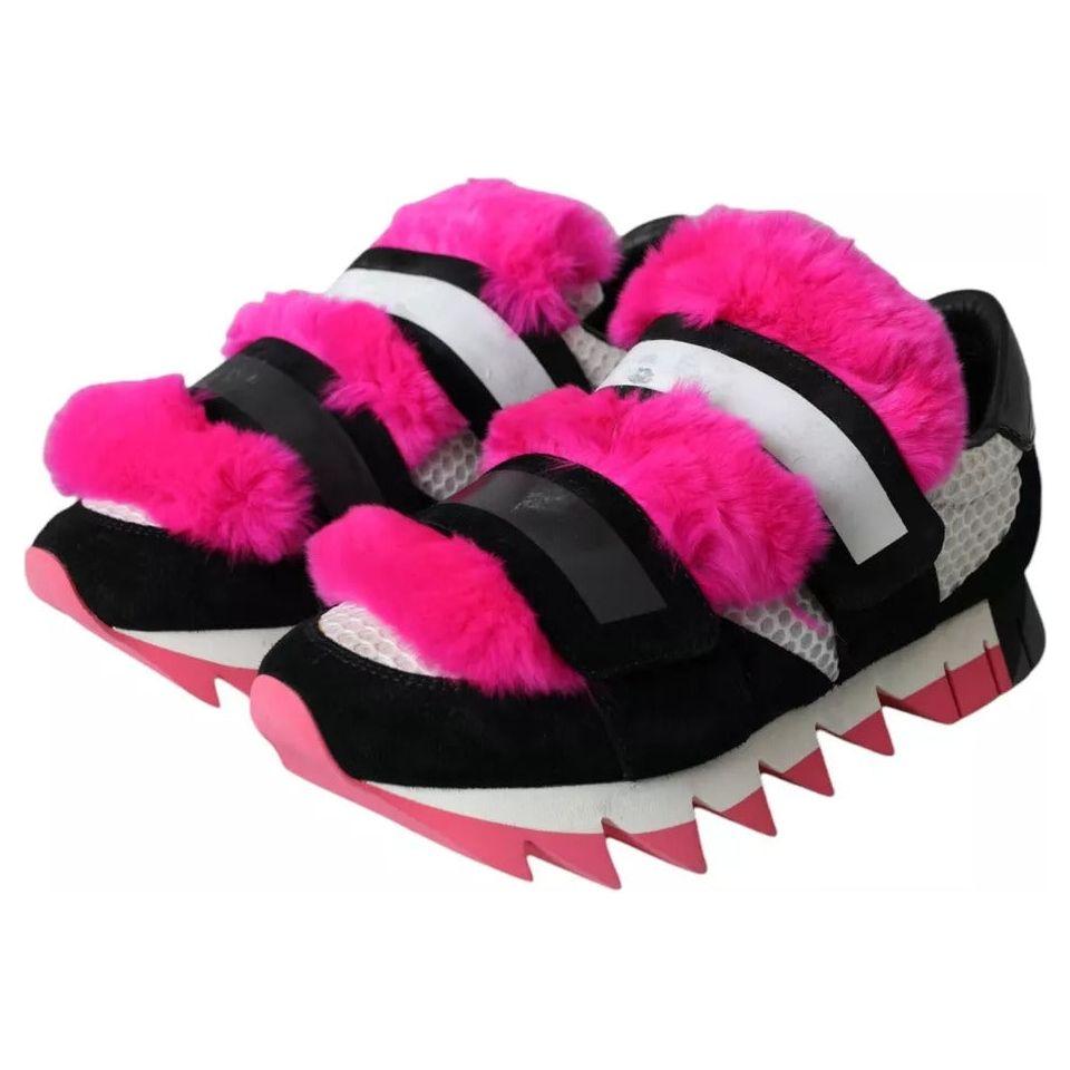 Dolce & Gabbana Black Pink Neoprene Stretch Shark Sneakers Shoes Dolce & Gabbana Black