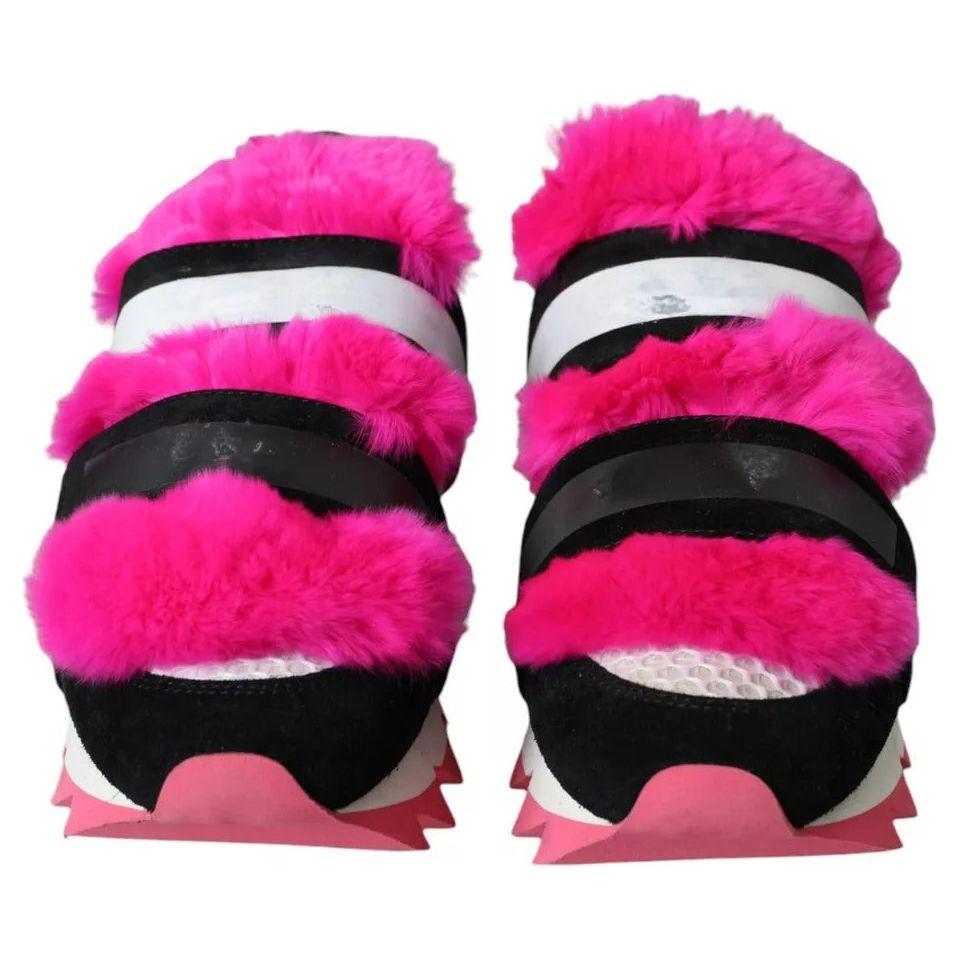 Dolce & Gabbana Black Pink Neoprene Stretch Shark Sneakers Shoes Dolce & Gabbana Black