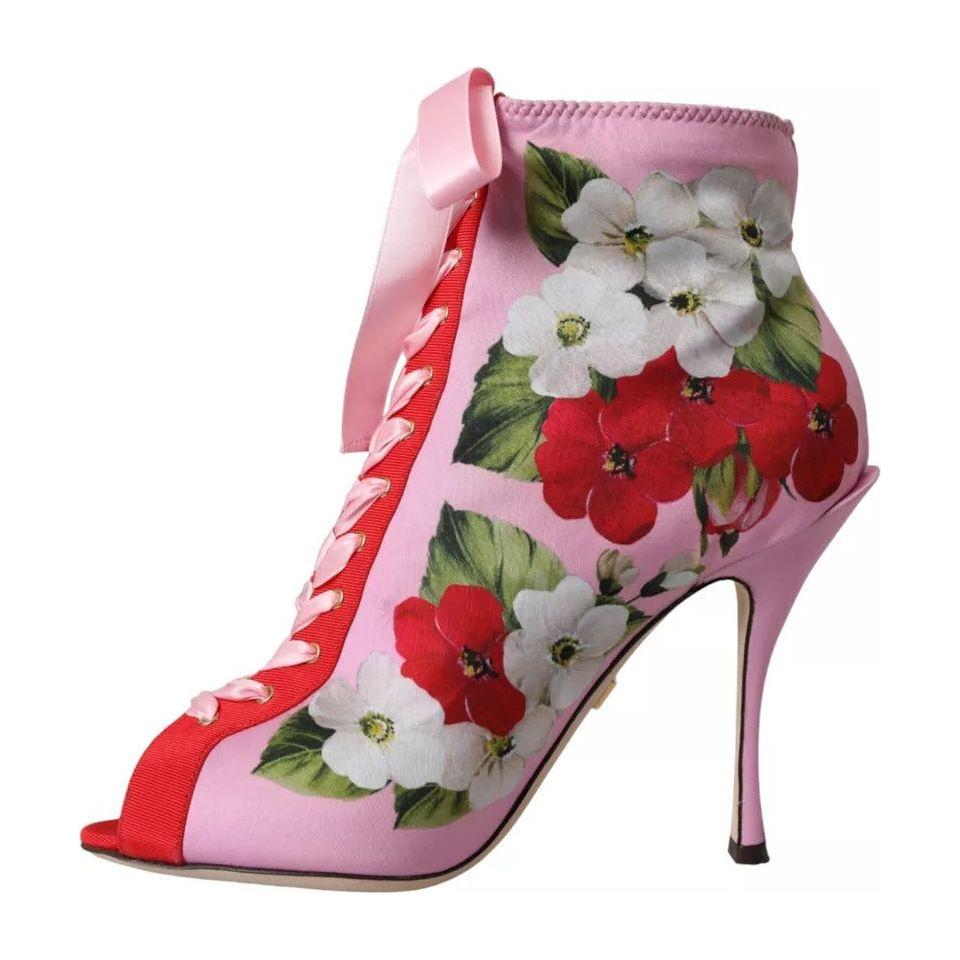 Dolce & Gabbana Multicolor Jersey Stretch Boots Open Toes Heels Shoes Dolce & Gabbana Rosy Brown