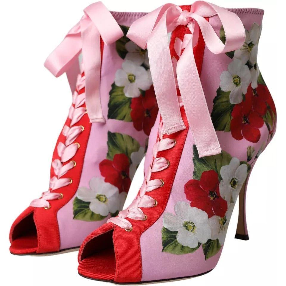 Dolce & Gabbana Multicolor Jersey Stretch Boots Open Toes Heels Shoes Dolce & Gabbana Gray