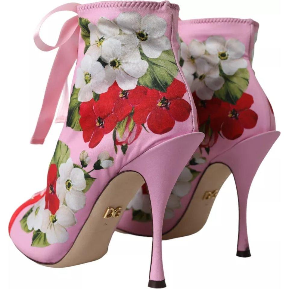 Dolce & Gabbana Multicolor Jersey Stretch Boots Open Toes Heels Shoes Dolce & Gabbana Rosy Brown