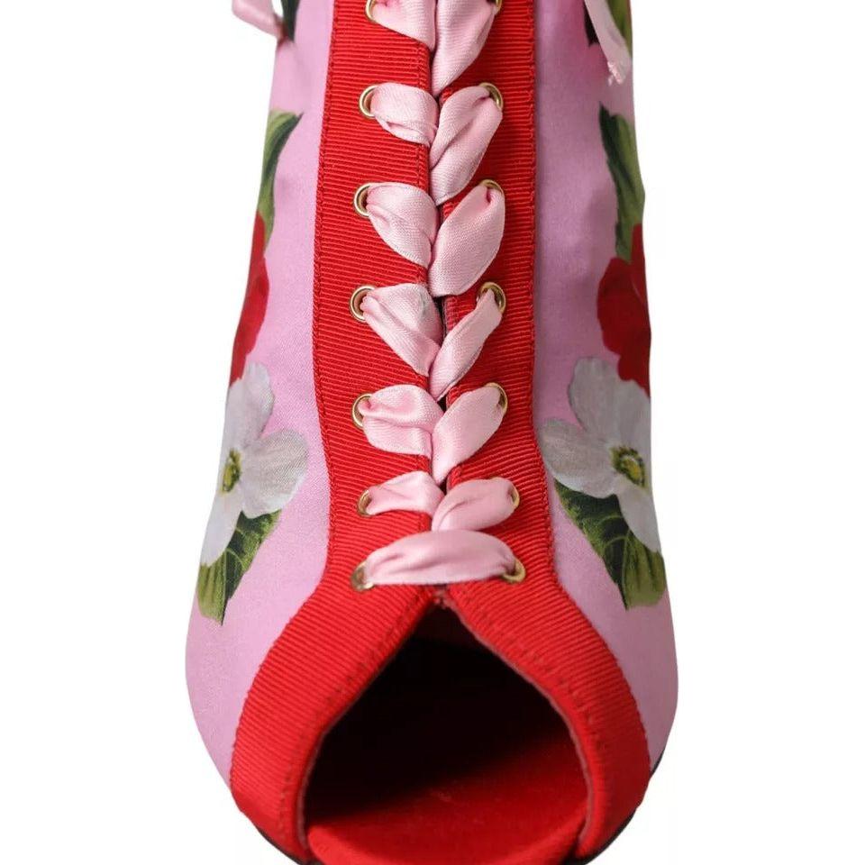 Dolce & Gabbana Multicolor Jersey Stretch Boots Open Toes Heels Shoes Dolce & Gabbana Brown