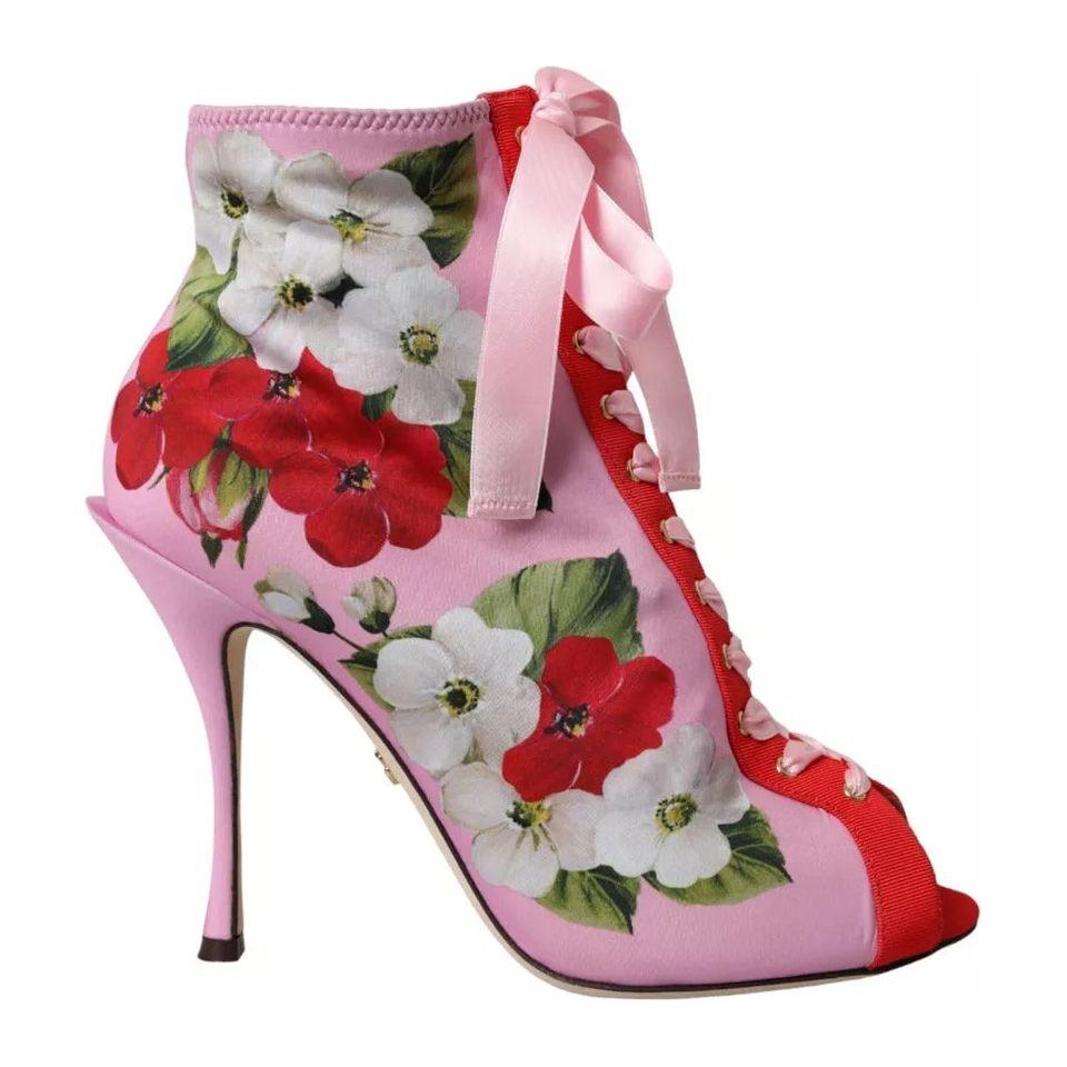 Dolce & Gabbana Multicolor Jersey Stretch Boots Open Toes Heels Shoes Dolce & Gabbana Rosy Brown