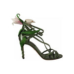 Dolce & Gabbana Acid Green Leather Strappy Flower Heels Sandals Shoes Dolce & Gabbana Dark Slate Gray