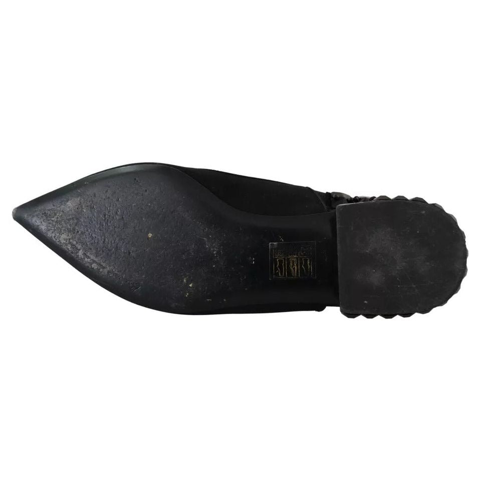 Dolce & Gabbana Black Flats Crystal Slingback Charmeuse Shoes Dolce & Gabbana Dark Slate Gray