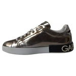 Dolce & Gabbana Bronze Leather Logo Sneaker Portofino Shoes Dolce & Gabbana Dark Slate Gray