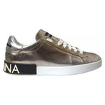 Dolce & Gabbana Bronze Leather Logo Sneaker Portofino Shoes Dolce & Gabbana Slate Gray