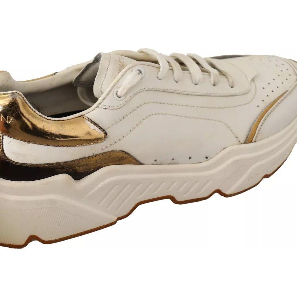 Dolce & Gabbana White Gold Leather Sport DAYMASTER Sneakers Shoes Dolce & Gabbana Gray