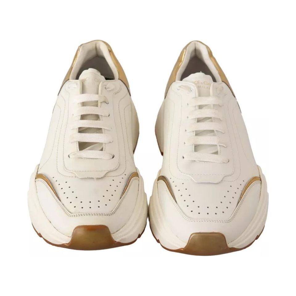 Dolce & Gabbana White Gold Leather Sport DAYMASTER Sneakers Shoes Dolce & Gabbana Light Gray