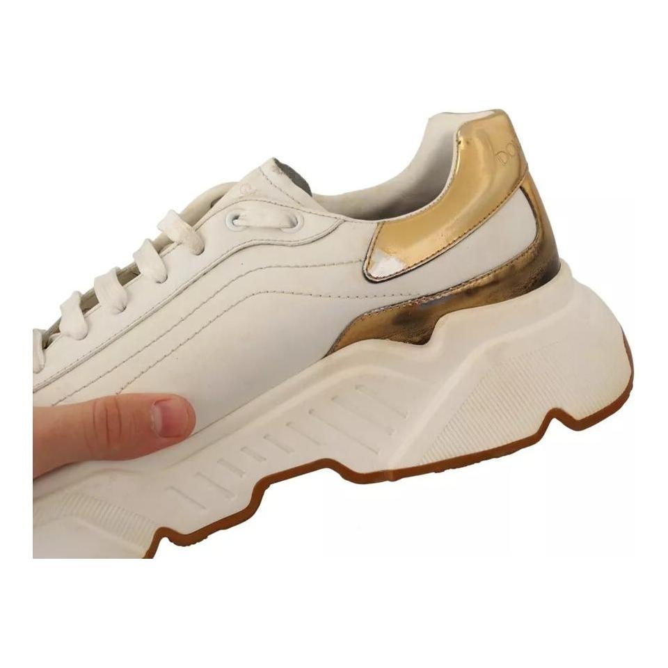 Dolce & Gabbana White Gold Leather Sport DAYMASTER Sneakers Shoes Dolce & Gabbana Gray