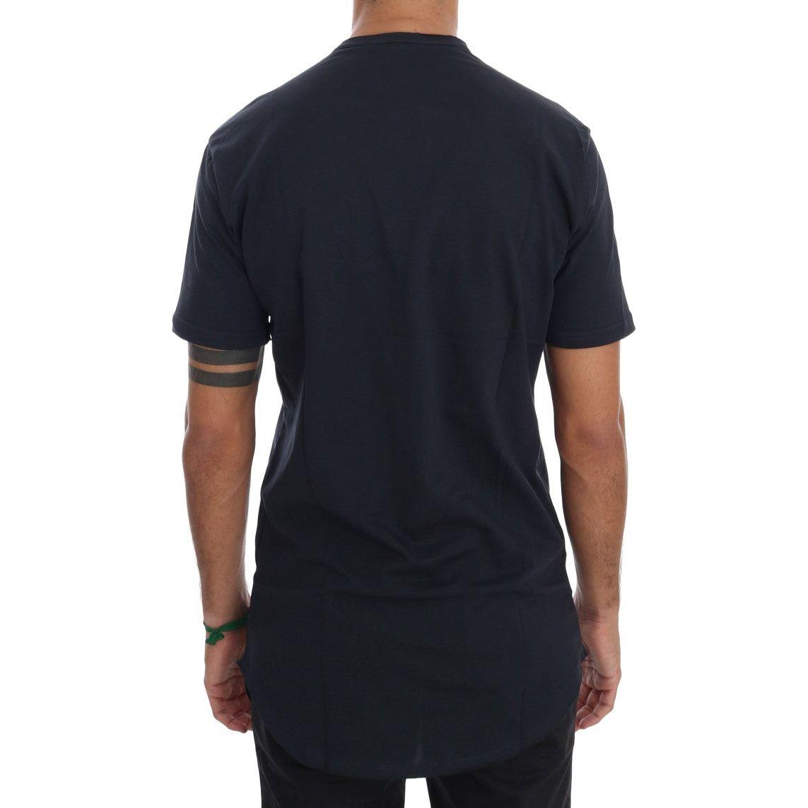 Daniele Alessandrini Chic Blue Cotton Crew-Neck Tee Daniele Alessandrini Dark Slate Gray