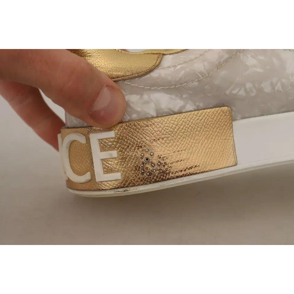 Dolce & Gabbana White Portofino Mother Of Pearl Sneakers Casual Shoes Dolce & Gabbana Dim Gray