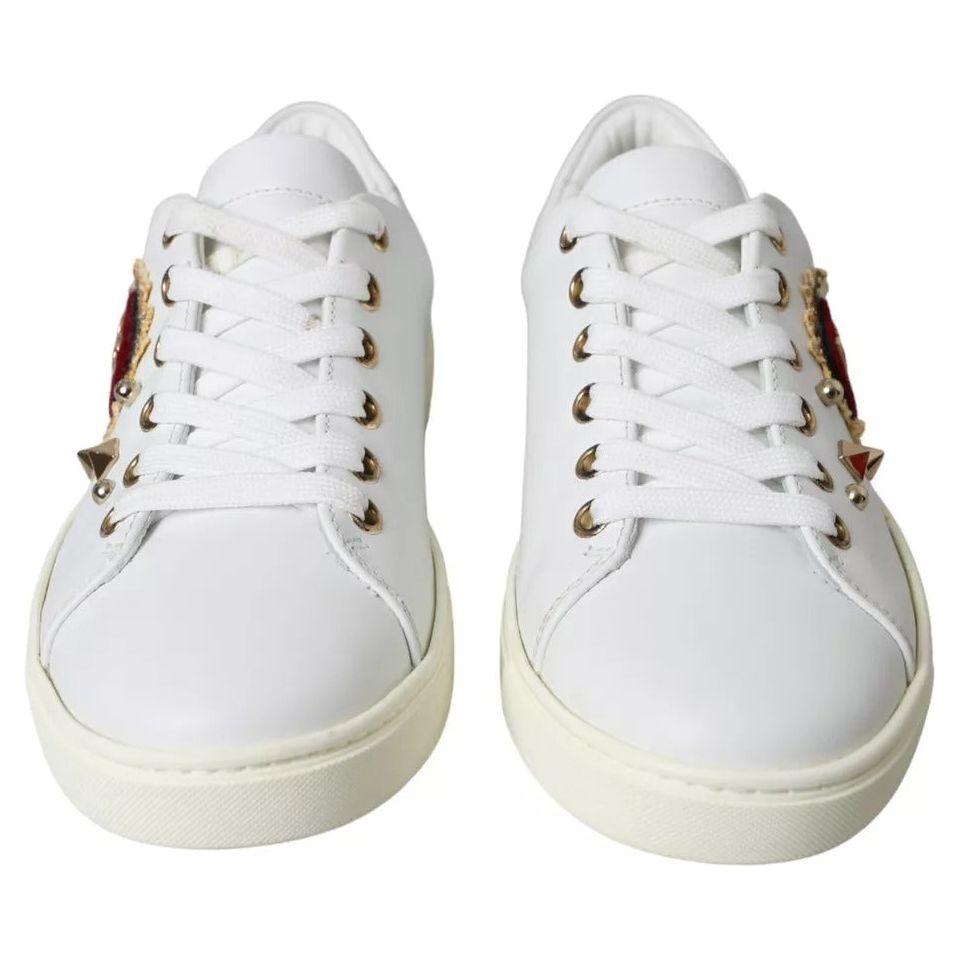 Dolce & Gabbana White Portofino Sacred Heart Sneakers Women Shoes Dolce & Gabbana Light Gray