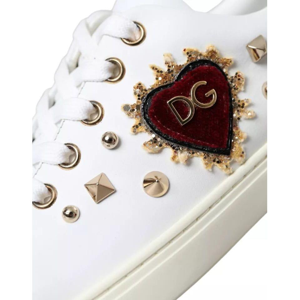 Dolce & Gabbana White Portofino Sacred Heart Sneakers Women Shoes Dolce & Gabbana Light Gray