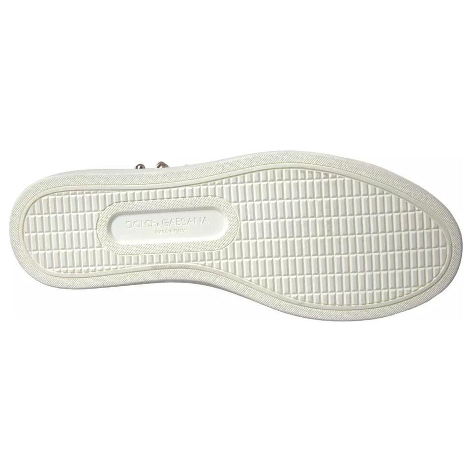 Dolce & Gabbana White Portofino Sacred Heart Sneakers Women Shoes Dolce & Gabbana Light Gray