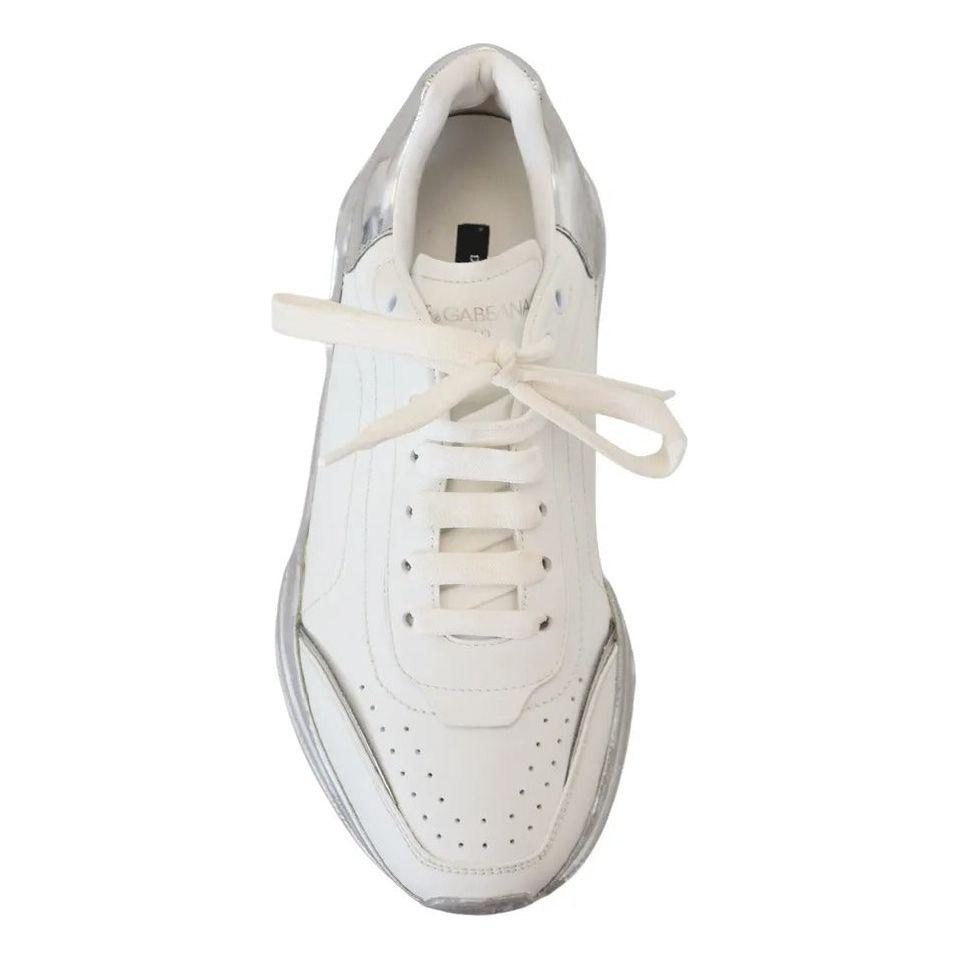 Dolce & Gabbana White Silver Leather Daymaster Women Sneakers Shoes Dolce & Gabbana Light Gray