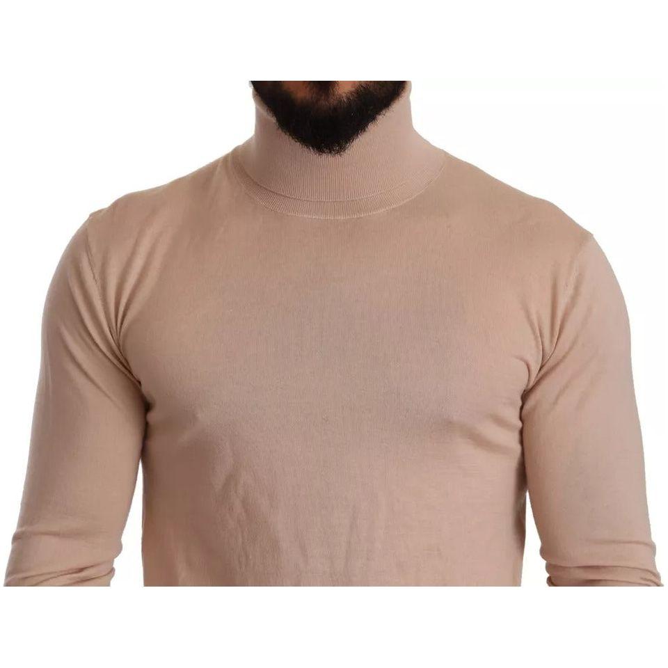 Dolce & Gabbana Beige Cashmere Turtleneck Pullover Sweater Dolce & Gabbana Rosy Brown