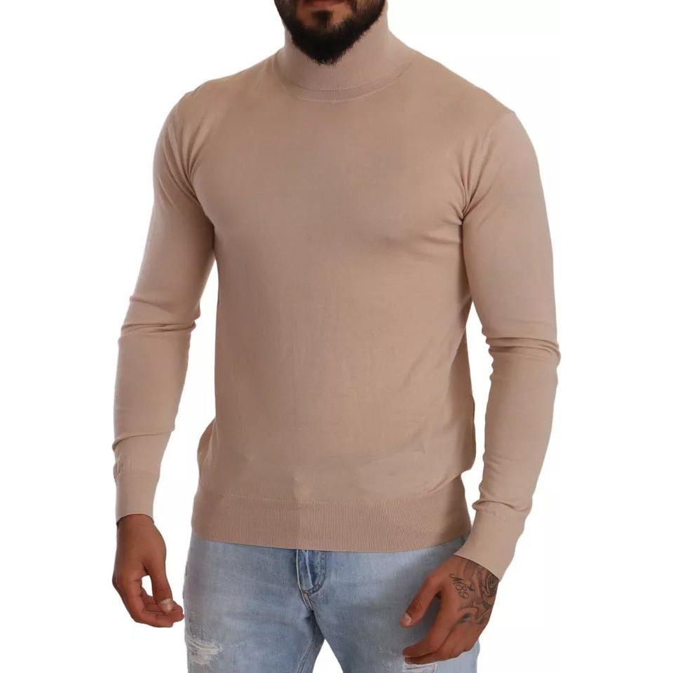 Dolce & Gabbana Beige Cashmere Turtleneck Pullover Sweater Dolce & Gabbana Rosy Brown